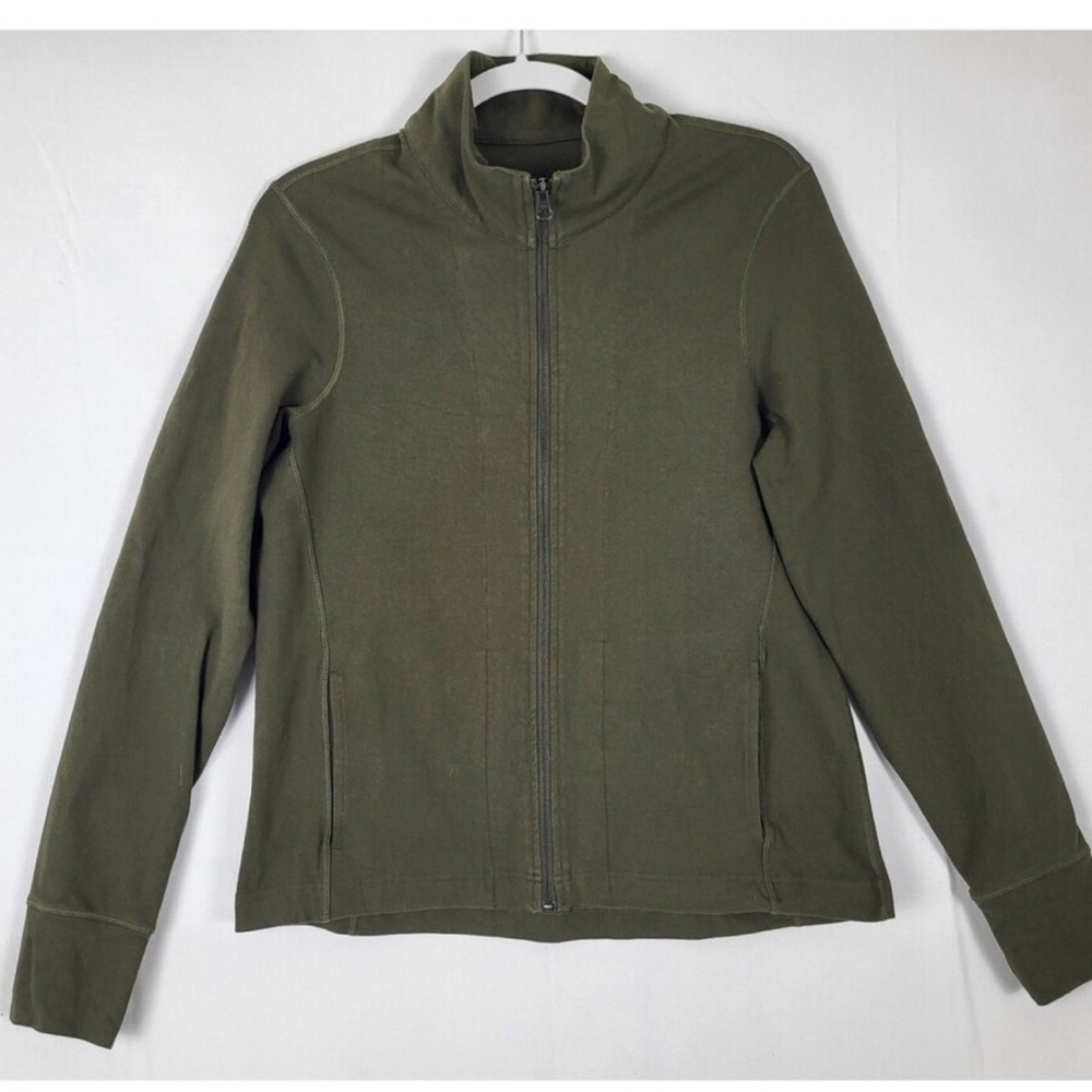PACT Zip Jacket Slim-Fit Olive Green  Organic Cotton/Spandex Women’s Medium